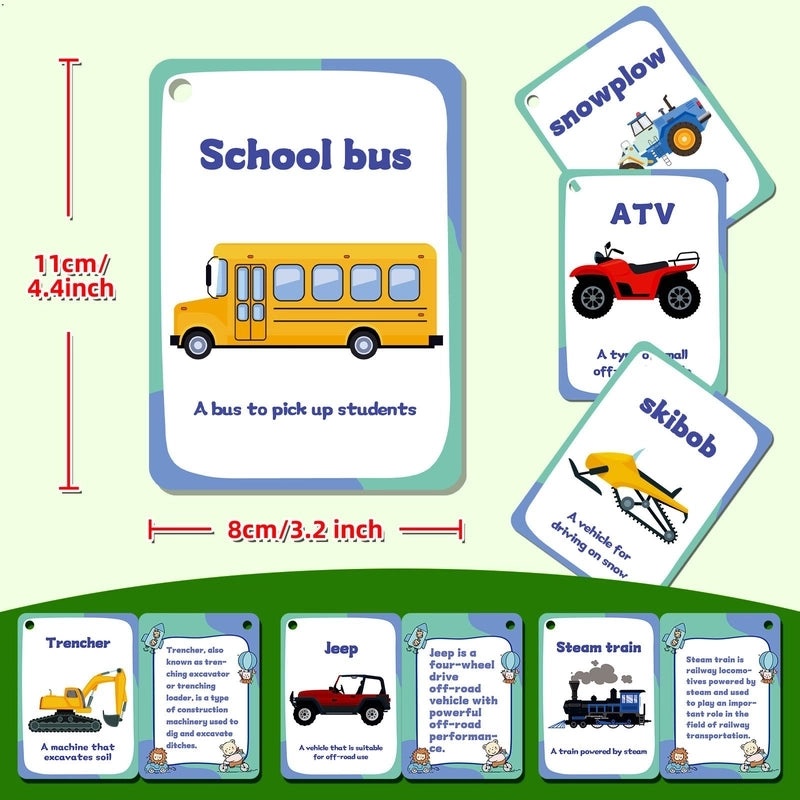 46 Engineering Vehicles Flash Cards for Kids|Early Education Educational Toys