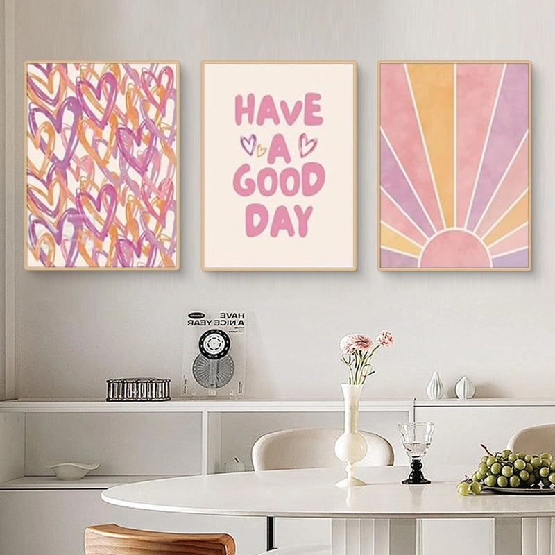 Cute Heart Letter Canvas Wall Art for Casual Home Decor|Wall Art