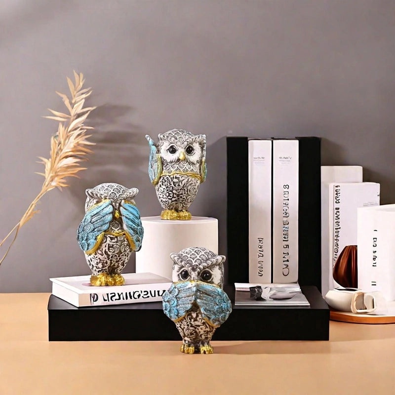 Cute Cartoon Owl Resin Figurines for Home Decor|Home Decor & Ornaments