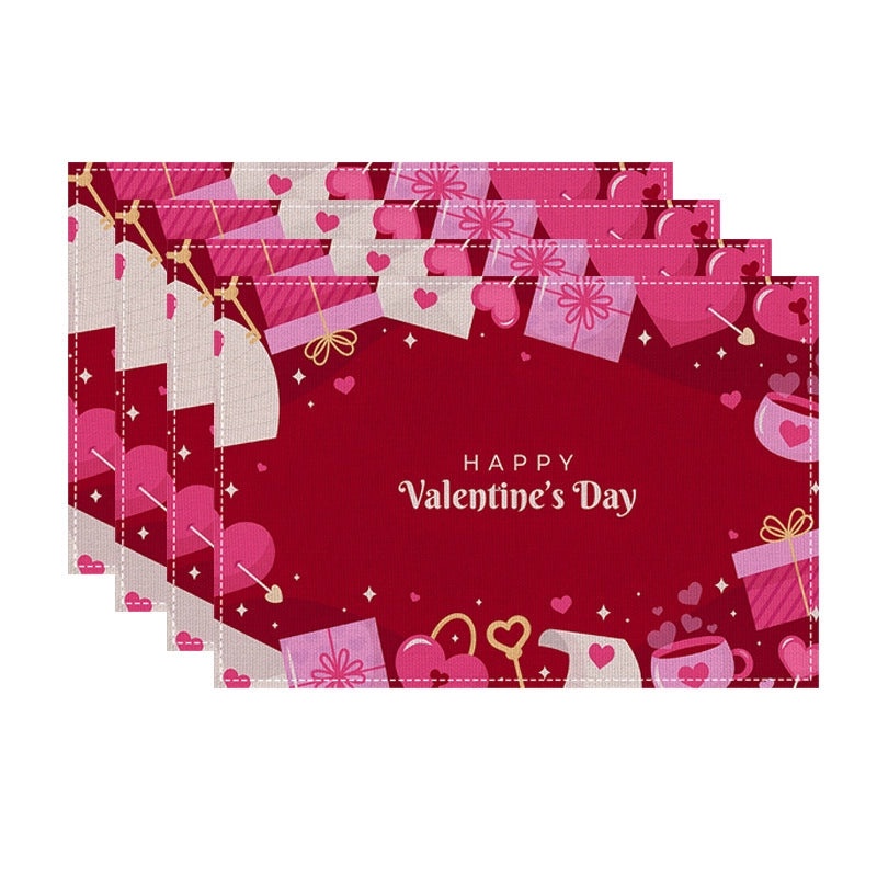 Romantic Minimalist Heart Letter Linen Placemat for Valentine’s Day | Home Decor & Tableware