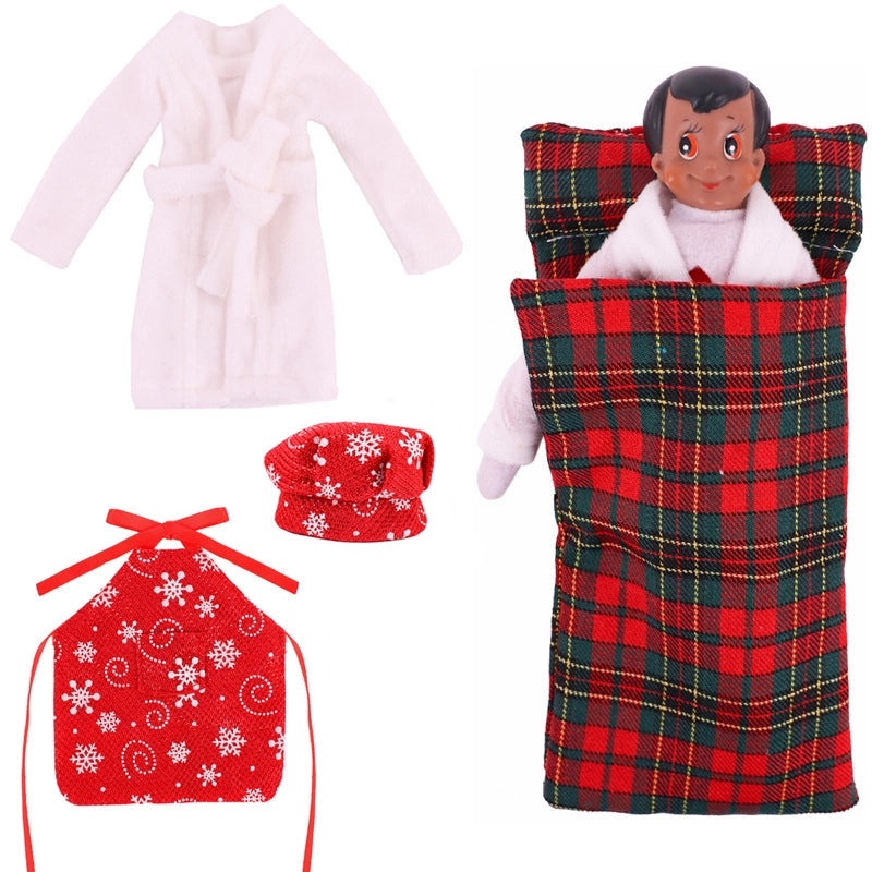 Christmas Elf Doll Accessories Set 4 pcs 26-30cm Bobby Doll Sleeping Bag Chef Clothes Nightgown|Doll Accessories
