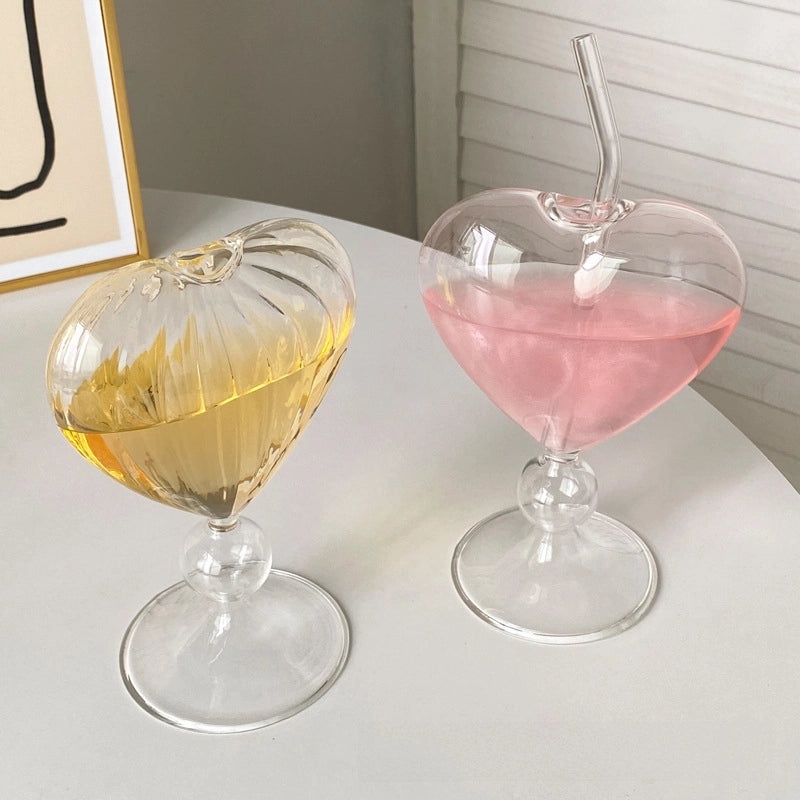 Red Love Cup with Straw Glass for Bar and Cocktail | Drinkware & Bar Accessories