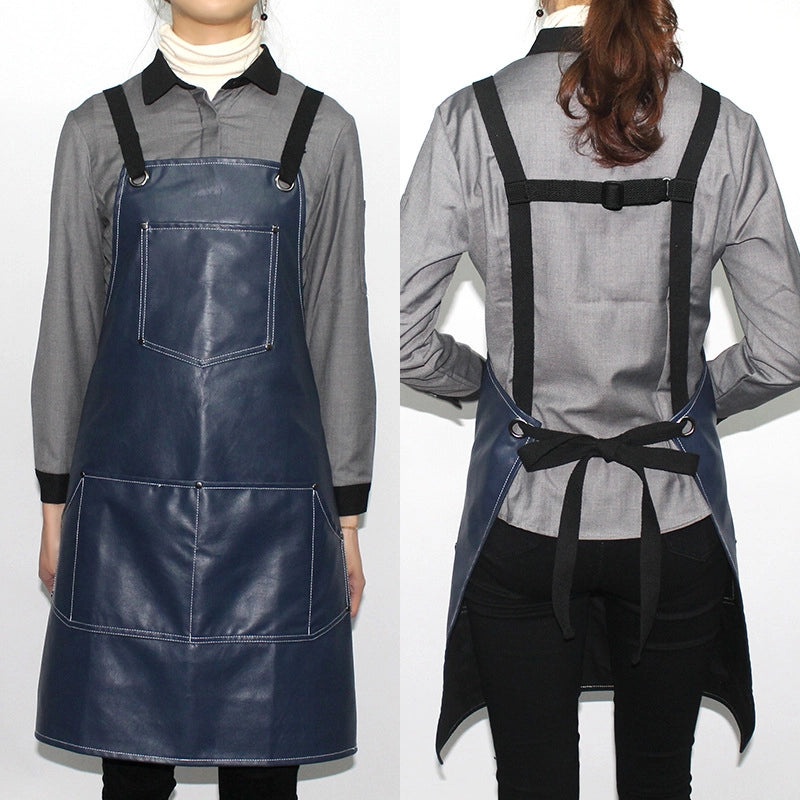 Waterproof PU Leather Apron Soft Oil-Resistant Hair Dyeing Cooking Workwear Household Use|Kitchen & Work Aprons