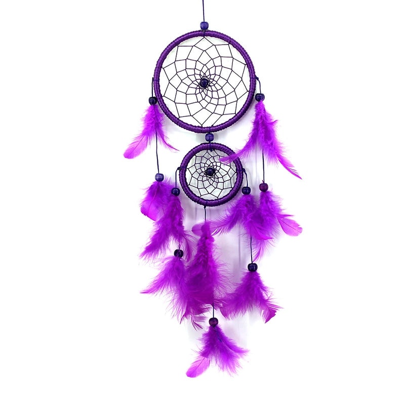 Double-ring Dreamcatcher Car Pendant with Satin Lines and Feathers for Home Wall Decoration|Car Accessories