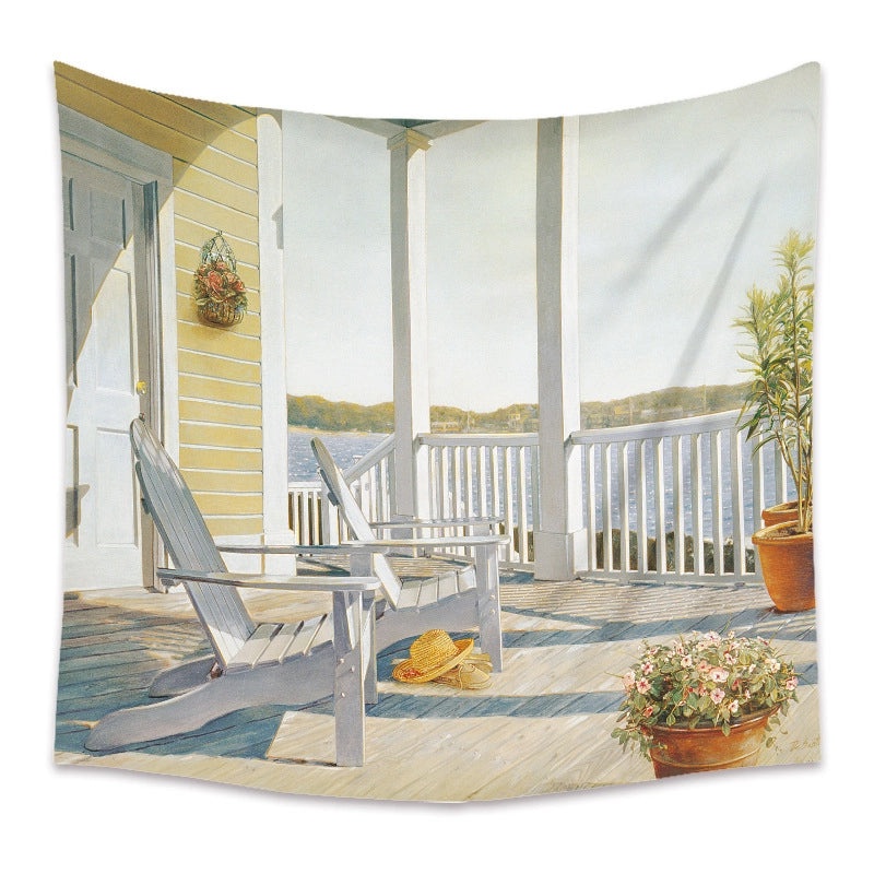 Sea View Tapestry Wall Hanging Decor Beach Background Cloth Art|Home Decor Wall Art