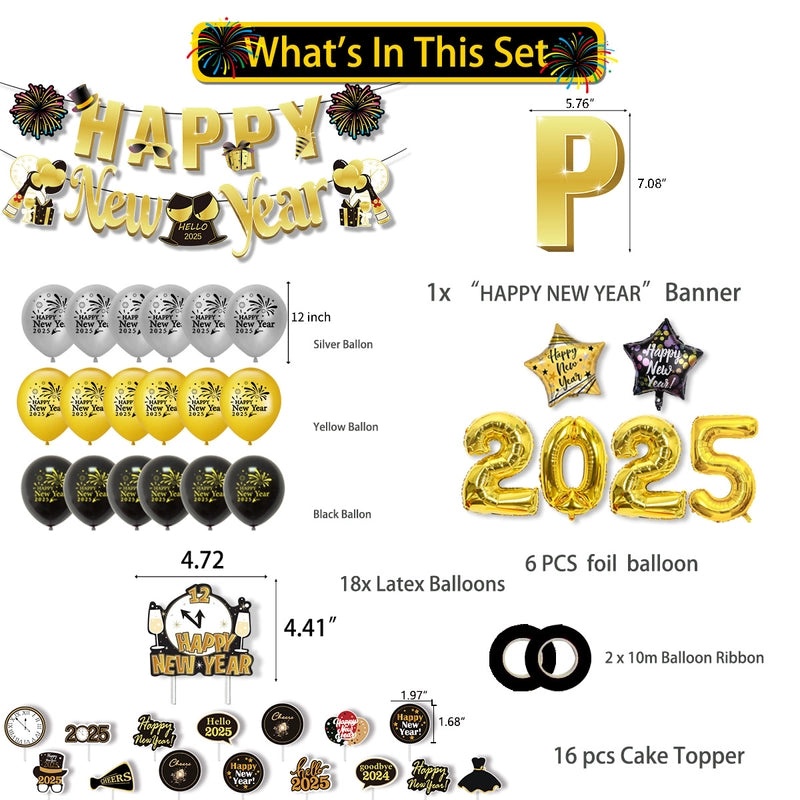 2025 New Year Minimalist Letter Emulsion Balloons for Holiday Party Decorations|Party Supplies & Decorations