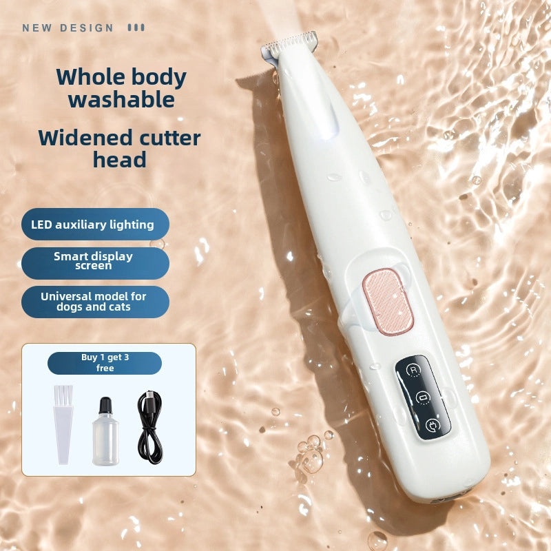 Waterproof Pet Hair Trimmer with Wide Cutter Head and LED Light for Dog and Cat Face, Ears, Eyes Grooming|Pet Grooming Tools