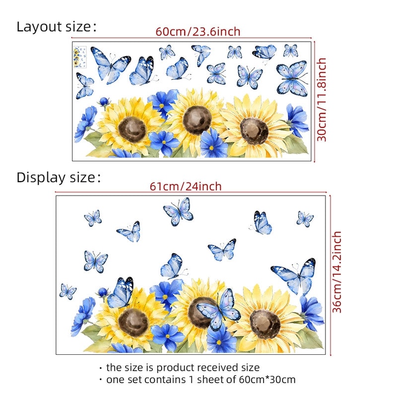 Sunflower and Butterfly PVC Wall Decal for Home Decor|Wall Stickers
