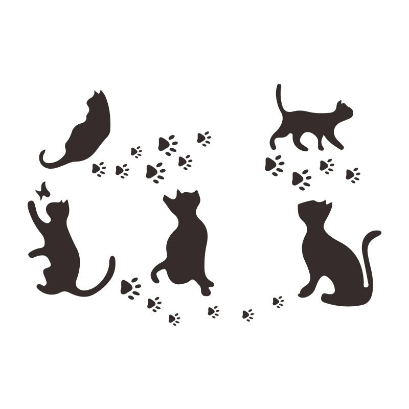 Playful Cat Footprint Wall Decals for Home Decor|Wall Stickers & Decals