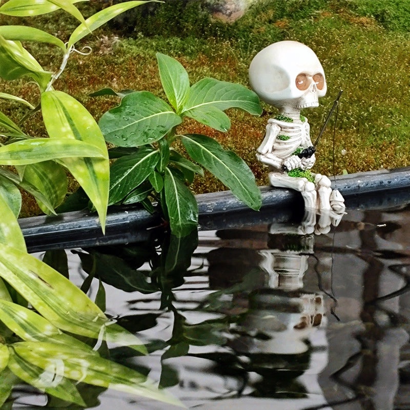 Skull Resin Fishing Ornament for Halloween Aquarium and Flower Pot Decor|Home & Garden Decorations
