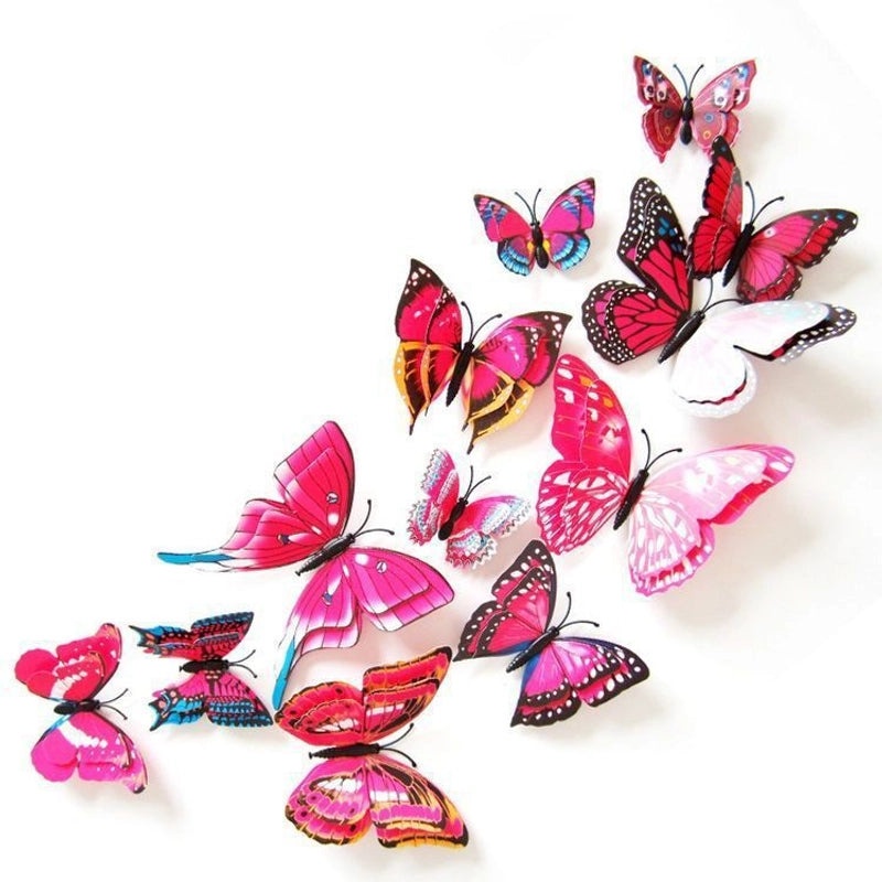 3D Butterfly Wall Stickers with Glue Imitation Decorative Fridge Magnets for Wedding Home Decor|Home Decor & Wall Art
