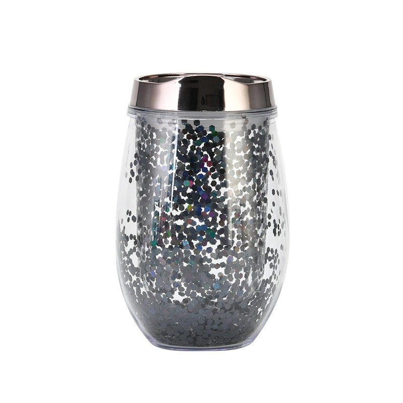 U-Shaped Eggshell Double Sequin Water Thermos Cup | Drinkware & Tumblers