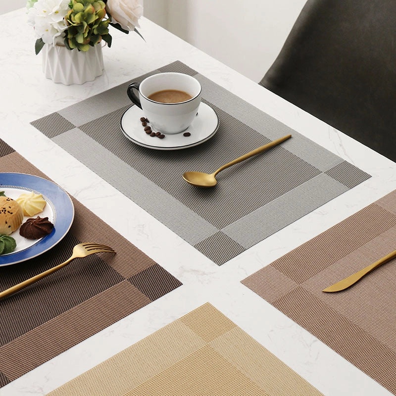Waterproof Non-slip PVC Placemat with Double Diagonal Frame Japanese European Style | Kitchen & Dining Accessories