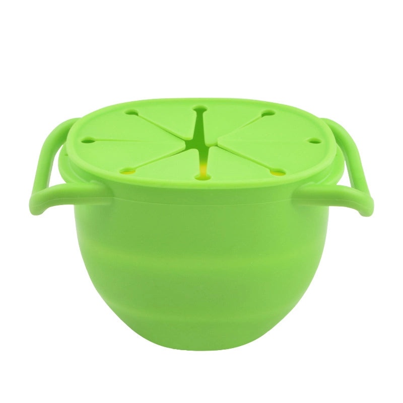 Baby Silicone Snack Cup with Rope | Fall-Resistant Foldable Binaural Children’s Snack Container | Baby Feeding Supplies