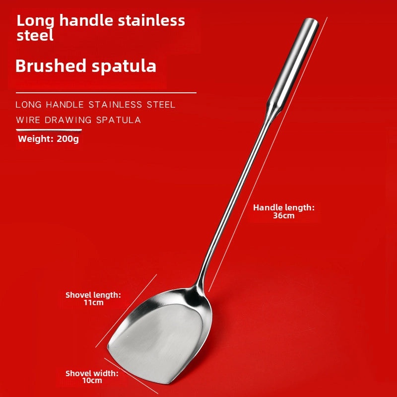 Stainless Steel Long Handle Spatula Chef Cooking Spoon Large Commercial Serving Porridge Spoon|Kitchen Utensils