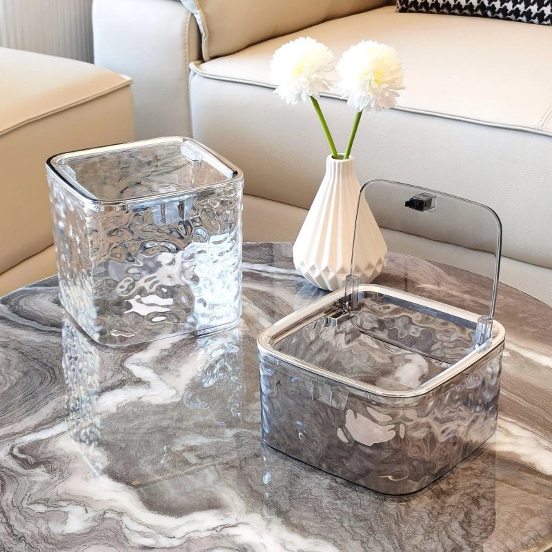 Mini Desktop Push-Open Trash Can Elastic Lid Sanitary Garbage Bin with Glacier Pattern for Car and Home Use|Home & Kitchen Storage