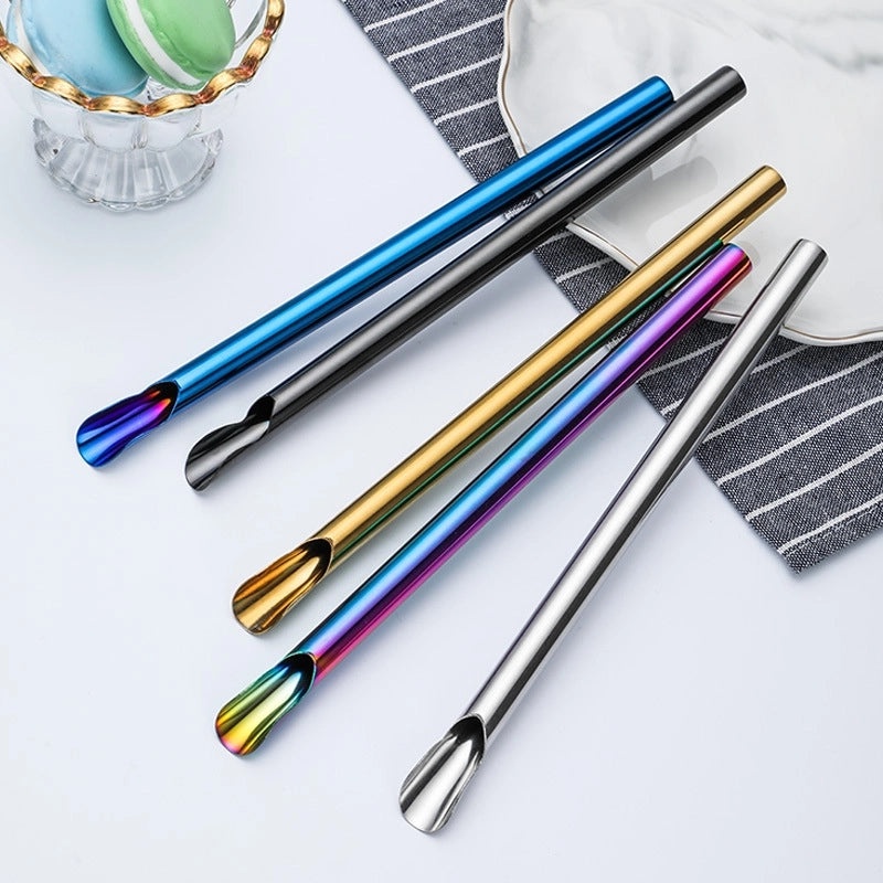 Sleek Solid Color Stainless Steel Drinking Straw - Eco-Friendly Reusable Straw for Daily Use|Kitchen & Dining Accessories