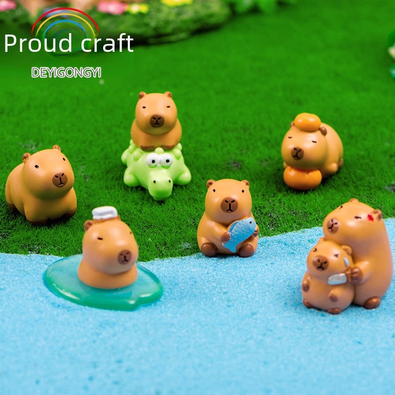 Handmade Resin Cute Capybara Figurine Micro Landscape Decor for Car and Desktop | Home Decor & Accessories