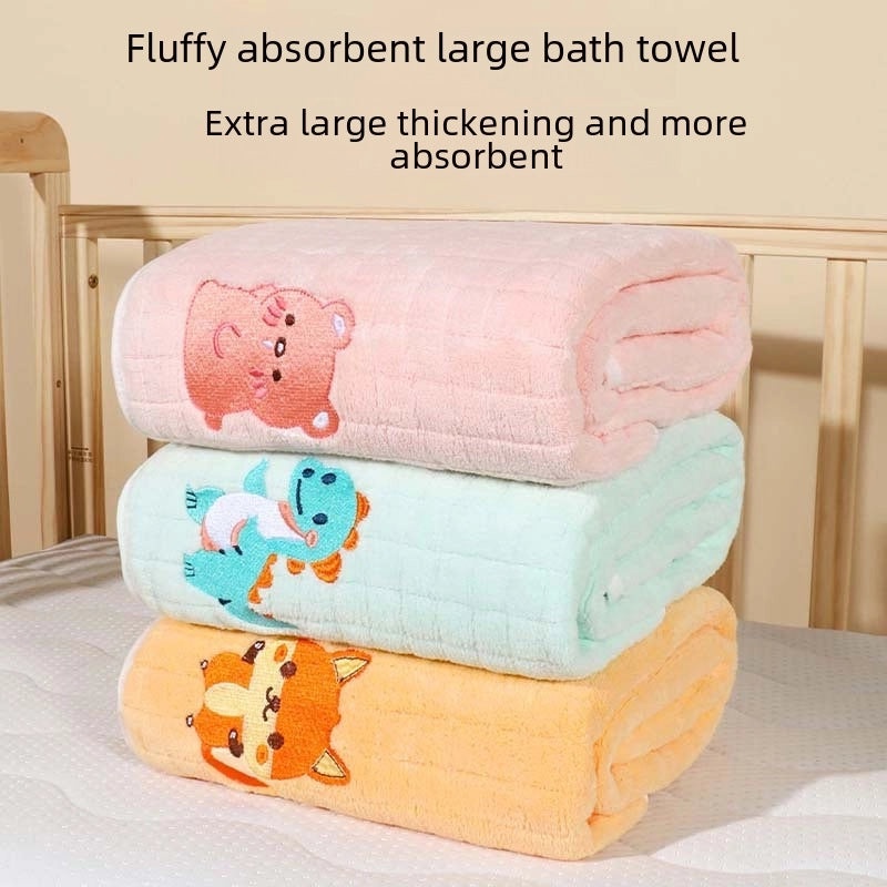 Soft Absorbent Newborn Baby Bath Towel Coral Fleece Quick-drying Thickened Lint-free Blanket|Baby Bath & Care