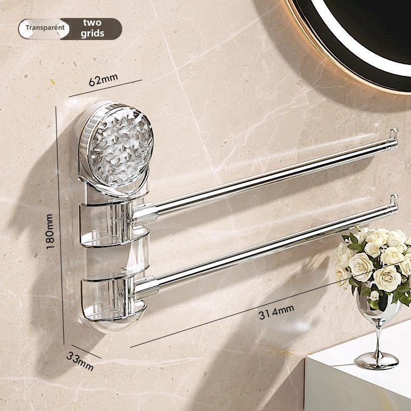 Rotating Wall-mounted Suction Cup Towel Rack Punch-free Bathroom Multi-bar Organizer|Bathroom Accessories