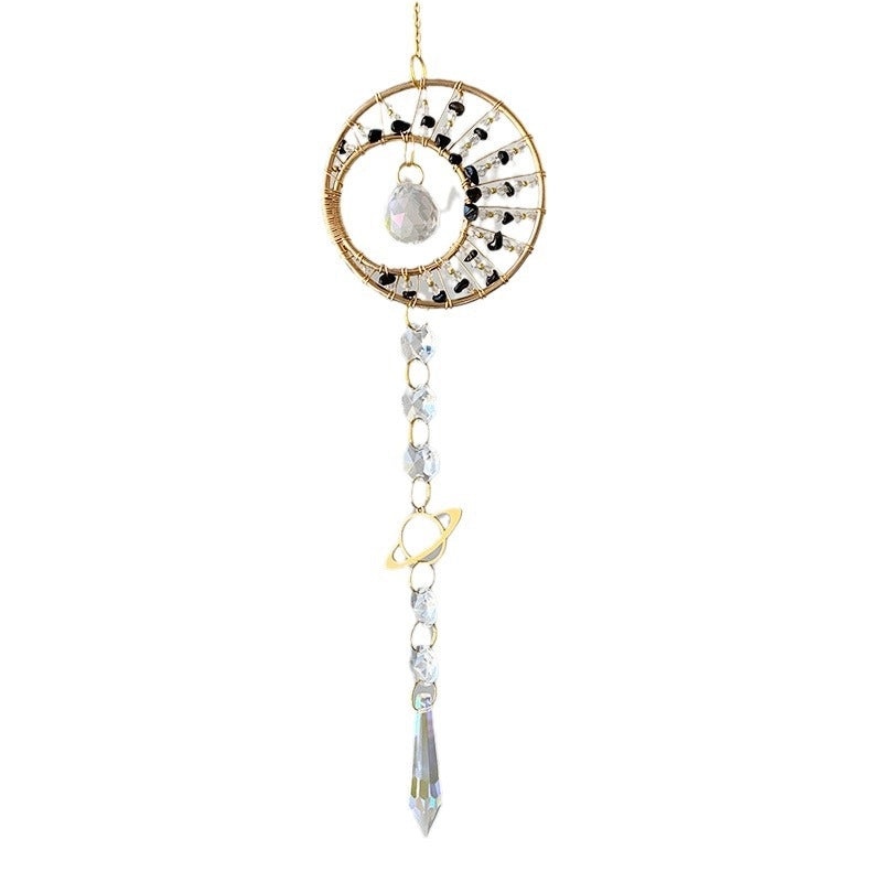 Nordic Geometric Round Crystal Suncatcher Wind Chime Decorative Wall Hanging|Home Decor