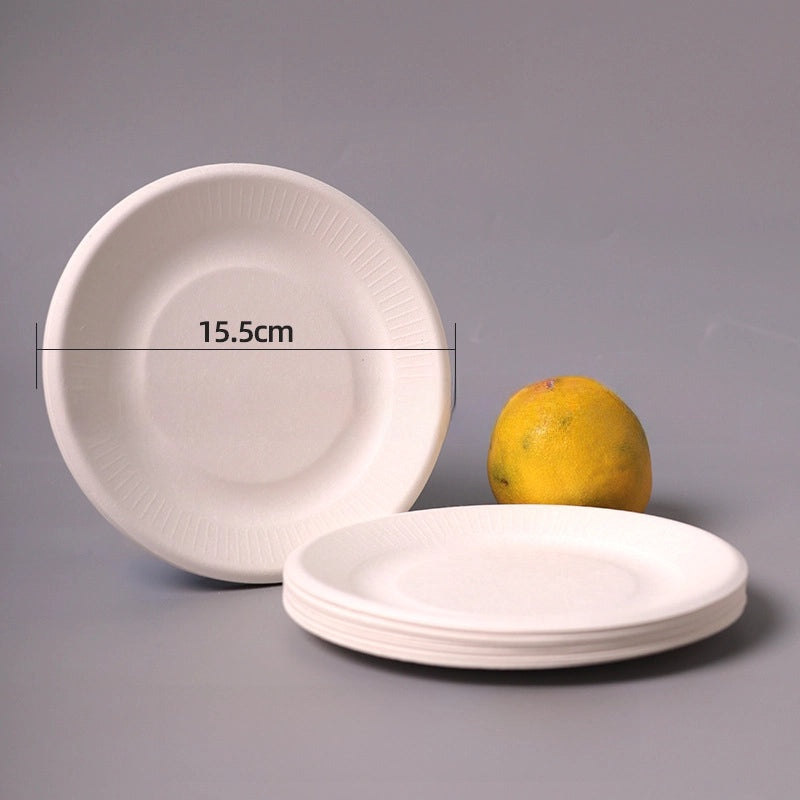 Disposable Biodegradable Sugarcane Pulp Paper Plates Thickened Dinner Plates for BBQ Cake Kindergarten DIY | Party Supplies & Disposable Tablewar