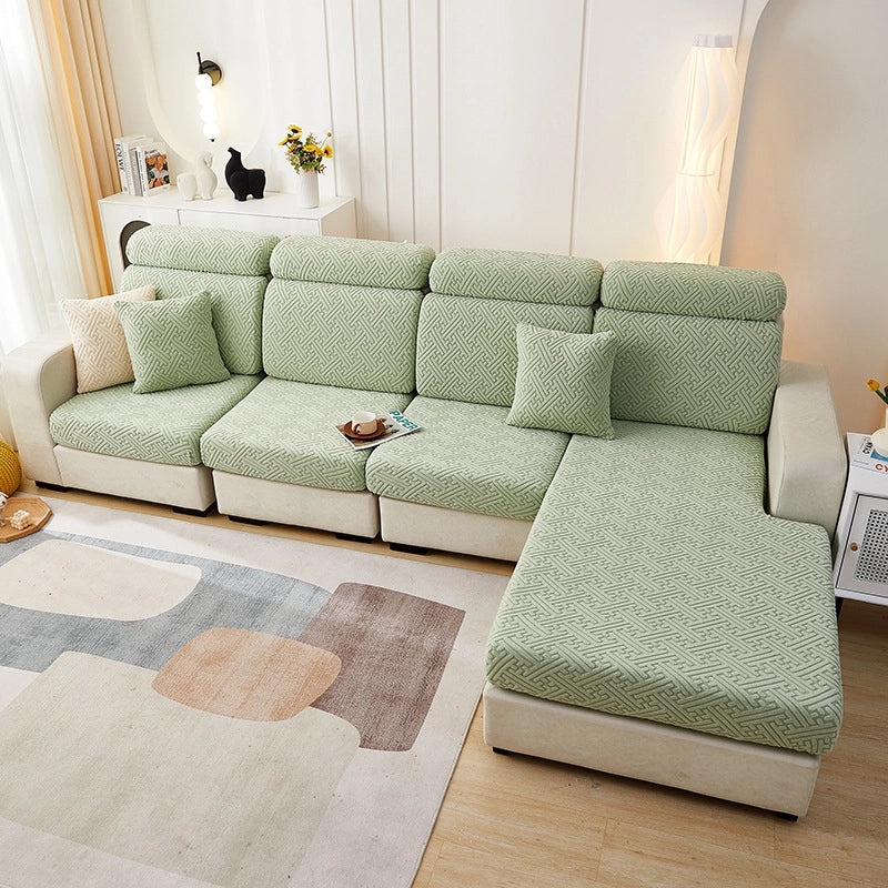 Solid Color Jacquard Sofa Cushion Cover Set Non-slip Polyester Modern Simple Design|Home Decor & Furniture