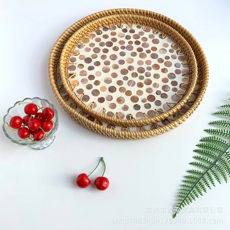 Natural Floral Grass Shell Fruit Tray|Home Decor Tableware