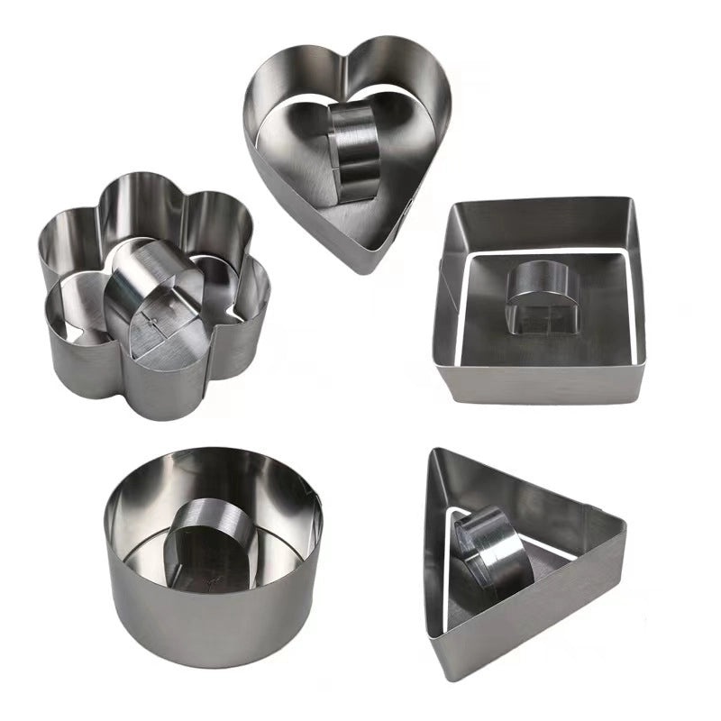 Stainless Steel Cake Mold with Push Piece for Mousse, Rice Ball & Sushi Making|Kitchen Bakeware Tools