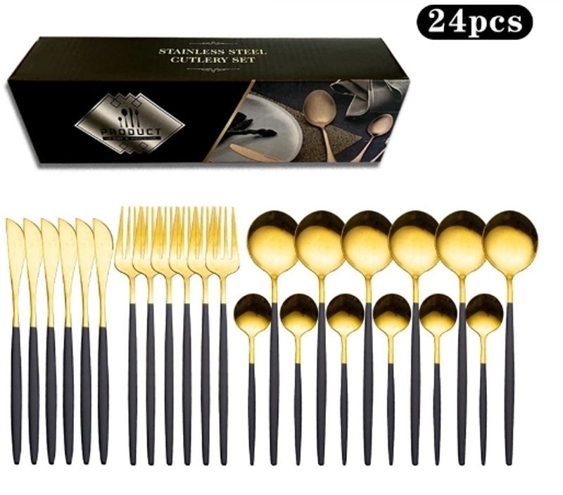 Elegant Solid Color Stainless Steel Cutlery Set 1 Piece|Kitchen & Dining