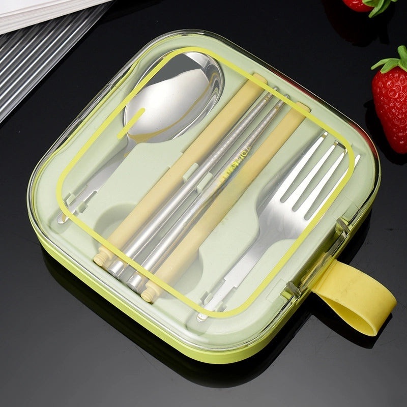 Mingrui Stainless Steel Portable Folding Knife Fork Spoon Set for Students Office Workers Camping Picnic|Kitchen & Dining