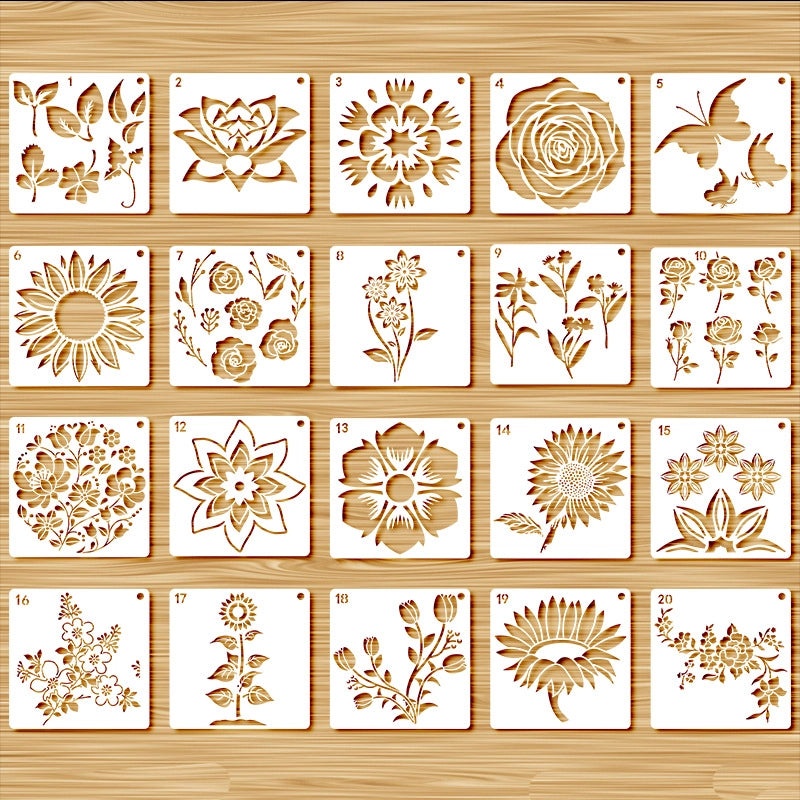 Plant and Animal Painting Template DIY Flower Graffiti Hollow PET Board for Leak Word Art | Art Supplies