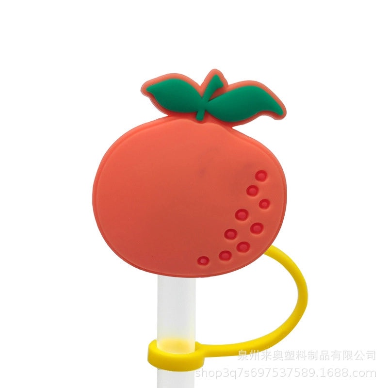 Cute Fruit Plant Silicone Straw Cap Dust Cover Personalized PVC Drink Straw Sleeve|Drinkware Accessories