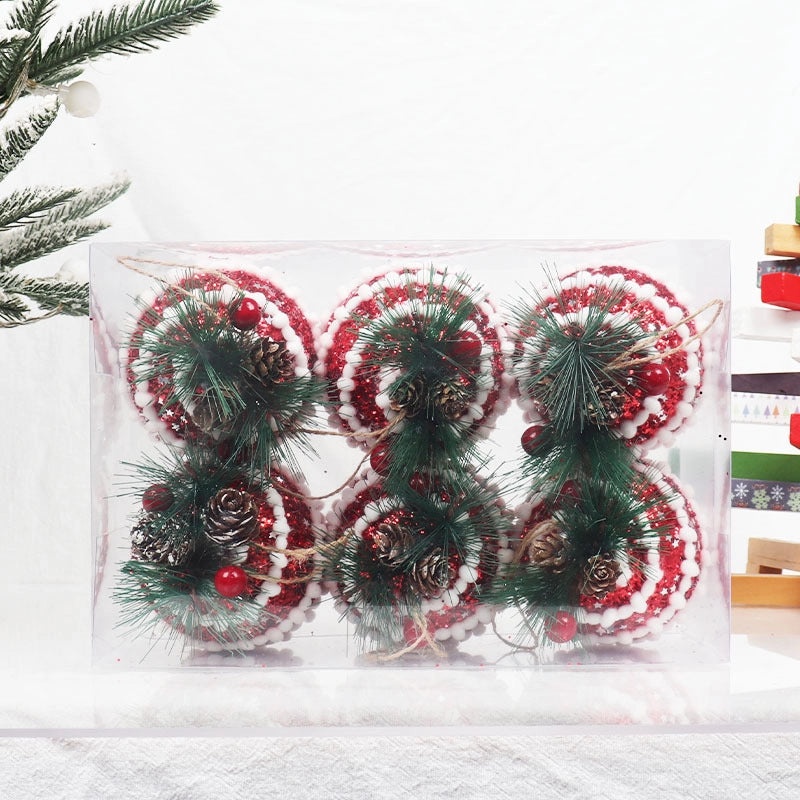 Christmas Plaid Cloth Balls 6cm & 8cm Black White Red Tree Hanging Decorative Ornaments|Christmas Decorations