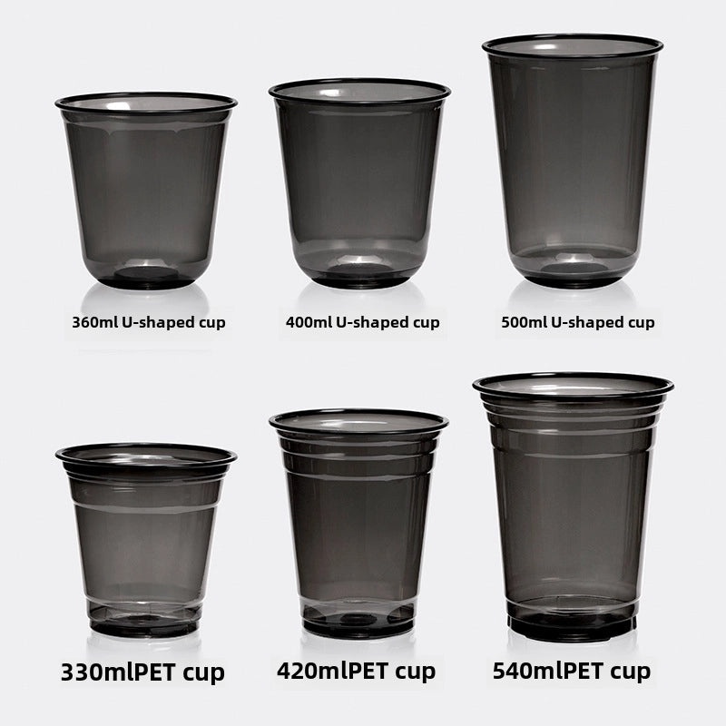 Disposable Black PET Plastic Coffee Cup with Lid for Iced Drinks | Beverage Cups & Accessories