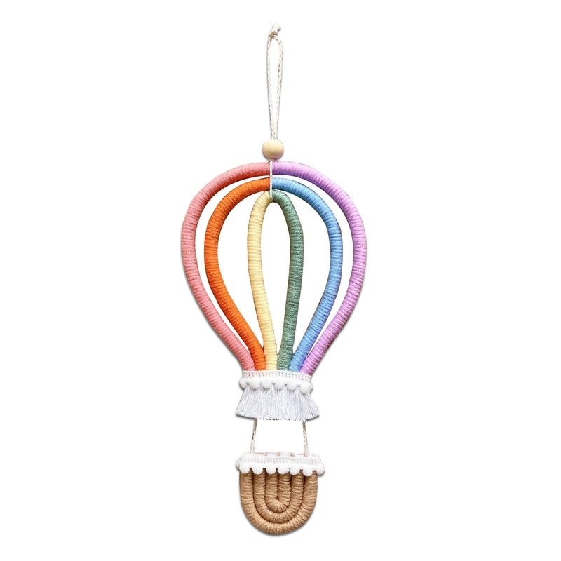 Nordic Style Kids Room Wall Decor Woven Hot Air Balloon and Rainbow Hanging Pendant|Home Decor