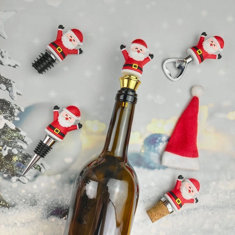 Festive Santa Claus Wine Bottle Stopper Alloy Design | Kitchen & Dining Accessories