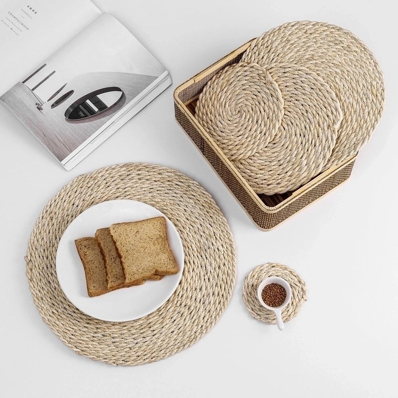 Stylish Solid Color Corn Husk Placemat for Dining Table|Home Decor & Tableware