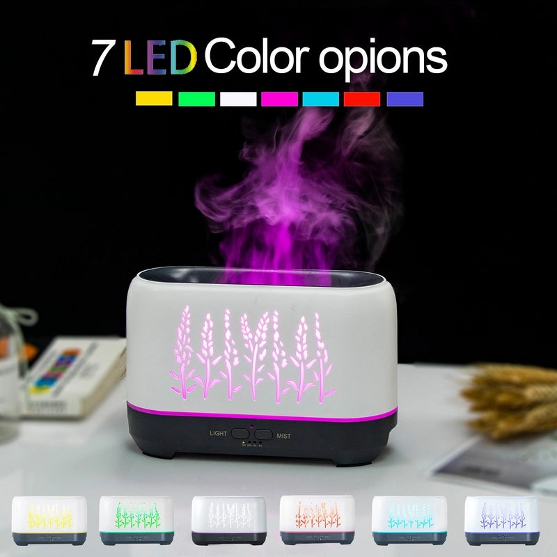 Wood Grain Wheat Ear WiFi Flame Humidifier Essential Oil Diffuser Aromatherapy Device|Home & Living Humidifiers