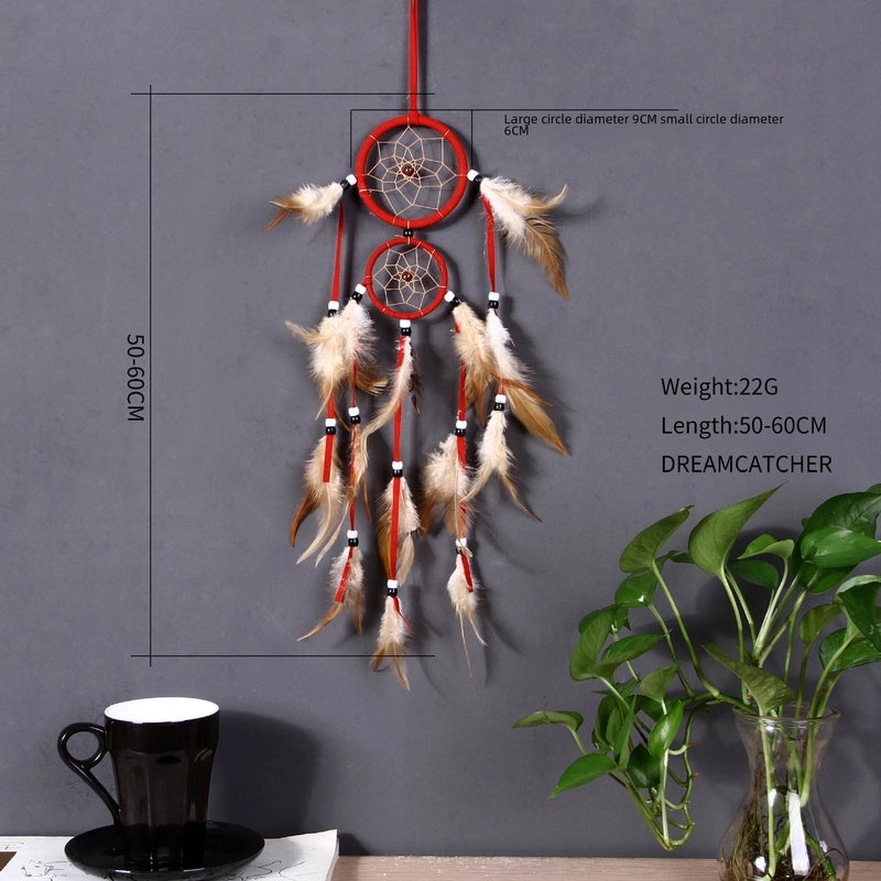 Indian Dreamcatcher Wind Chime with Double Ring Hanging Ornaments Bohemian Wall Decor | Home Decor