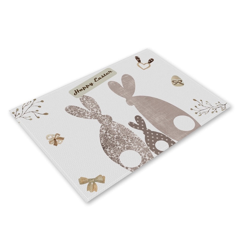 Adorable Rabbit and Heart Letter Linen Placemat for Dining Table Decor|Home Decor and Kitchen Accessories