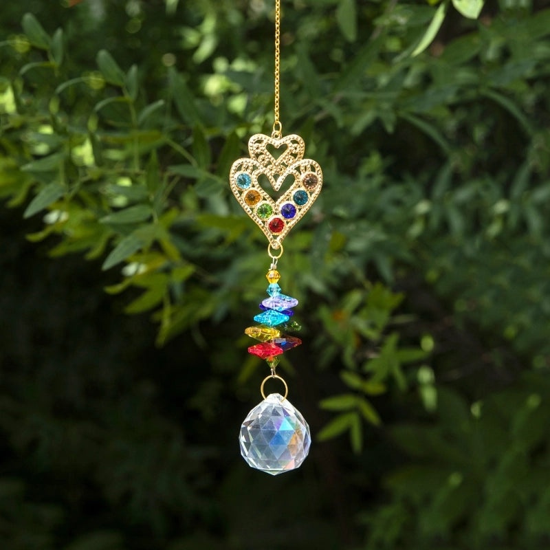 Elegant Heart-Shaped Crystal Suncatcher Wind Chime for Home Decor|Home Decor & Wall Art