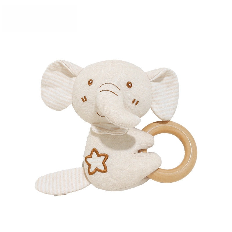 Organic Cotton Baby Hand Rattle Teether with Beech Wood Grinding Stick | Baby Toys & Teethers