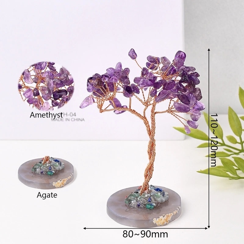 Handmade Minimalist Tree Ornament with Natural Stones and Copper Wire | Home Decor & Handmade Jewelry