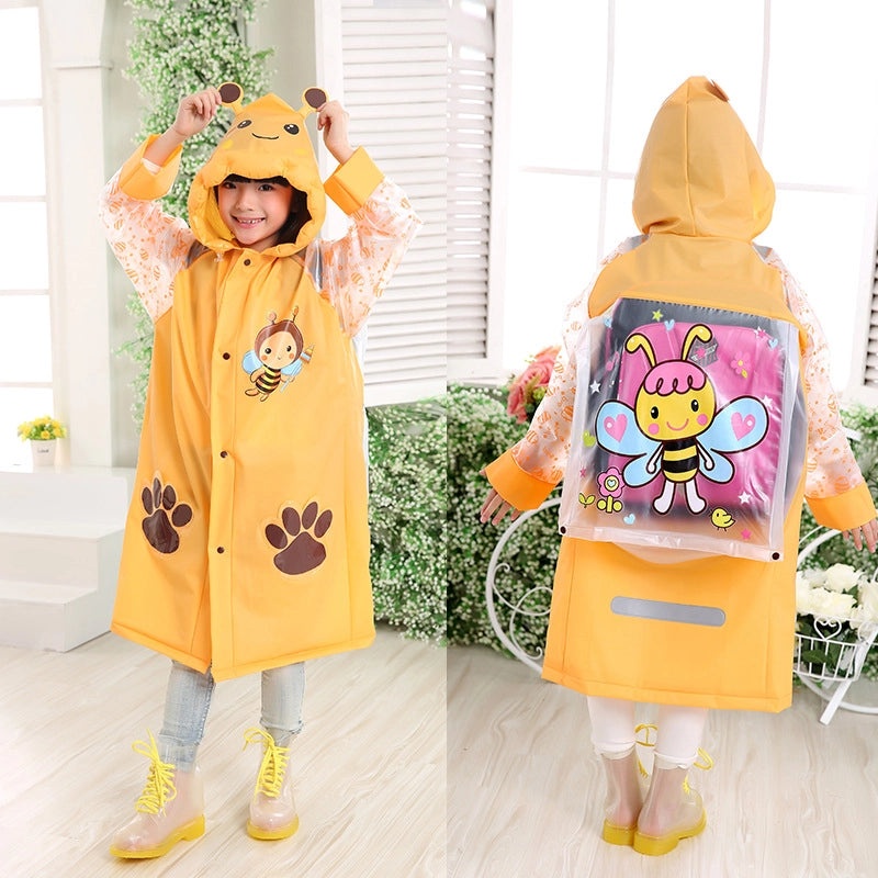Kids Inflatable PVC Rain Poncho with Bag Portable Waterproof One-piece Cute Student Outdoor Raincoat|Children's Rainwear