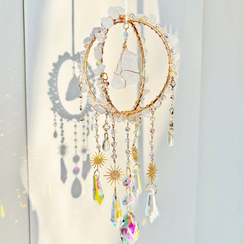 Girls Sweet Geometric Crystal Dreamcatcher Wall Hanging Home Decor
