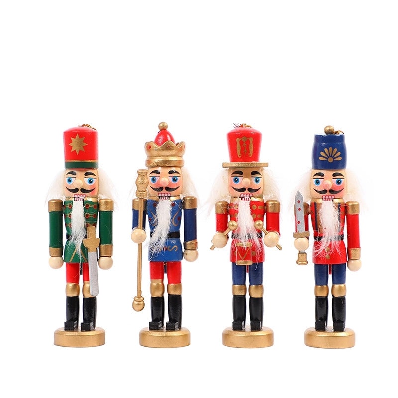 Nutcracker Soldier Christmas Decoration 12cm Wooden Puppet Holiday Gift for Kids|Holiday Decorations