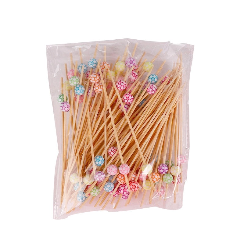 100 Disposable Colorful Sports-Themed Bamboo Dessert Sticks for Cake Tennis Baseball Football | Party Supplies