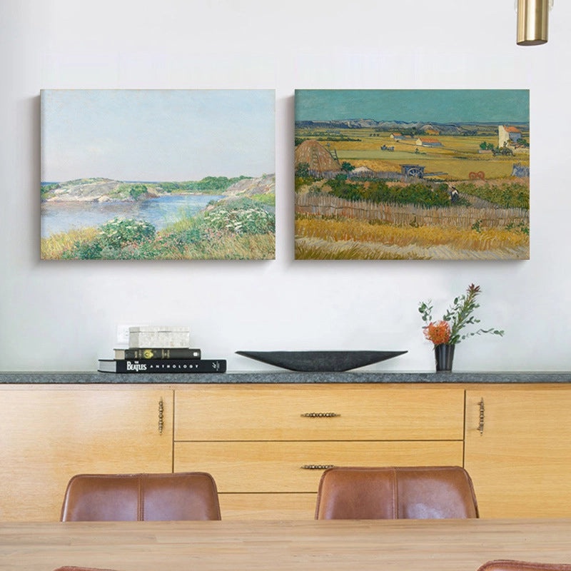 Yinhao Monet Van Gogh Harvest Wheat Field Oil Painting Wall Art for Living Room Dining Room Hallway|Wall Art & Paintings