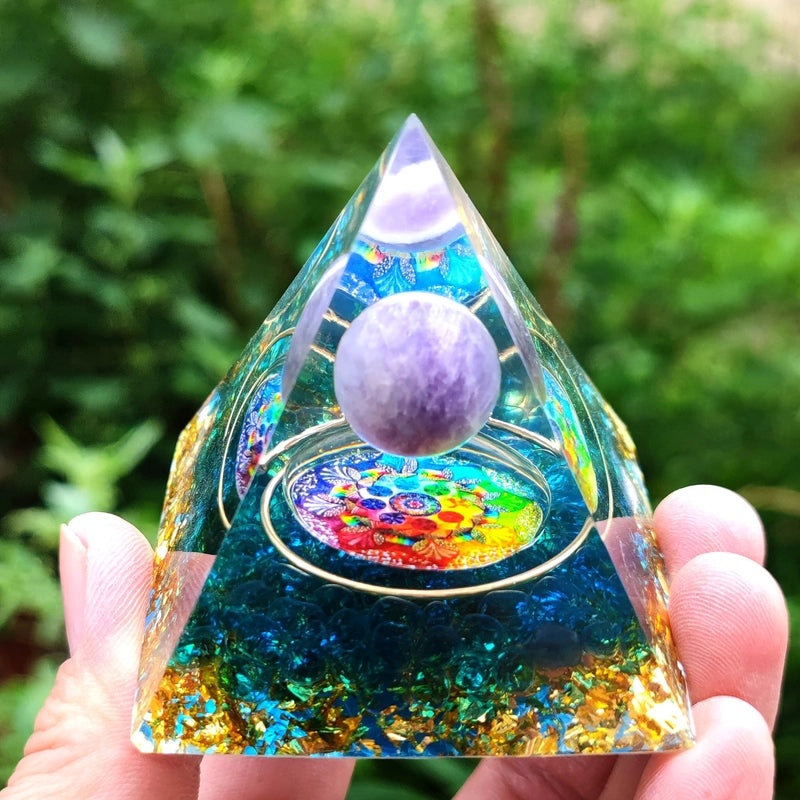 Minimalist Geometric Resin Crystal Pyramid Ornament | Home Decor